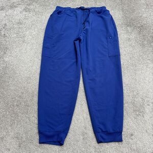 Jaanu Cargo Jogger Scrub Pants Women XL Blue Drawstring Medical Workwear Nursing